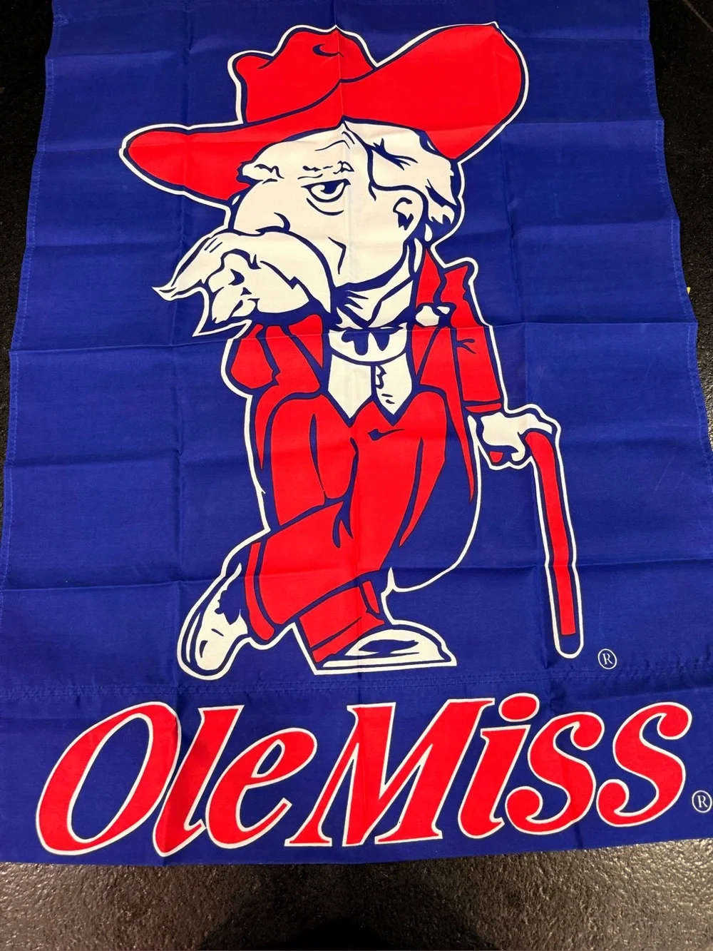 🏈 Ole Miss Rebels Vintage Banner Outdoor Flag Colonel Col Reb 43.5X27  red blue